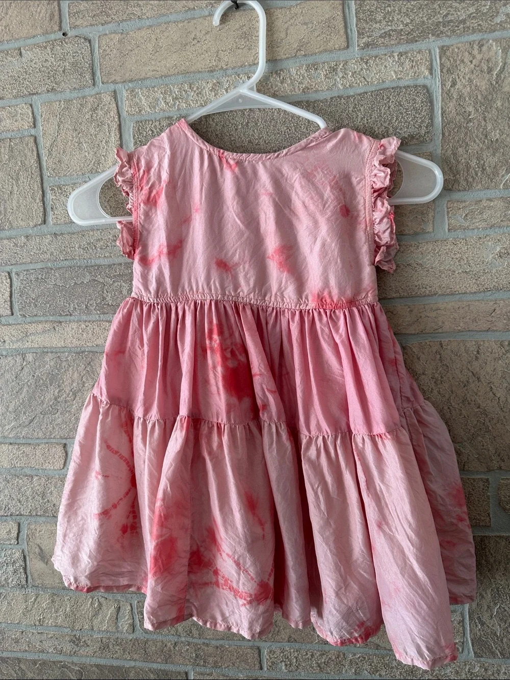 Pink Chicken NY Girls Silk Polly Dress Tie Dye Mellow Rose 3 Years